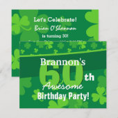40e Geweldige Birthday Green Shamrocks G002F Kaart (Voorkant / Achterkant)