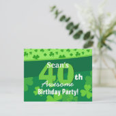 40e Geweldige verjaardag groene shamrocks G002E Kaart (Staand voorkant)