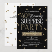 40e Glitter Confetti Surprise Party Invitation Kaart (Voorkant / Achterkant)