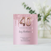40e glitter gouden rozen ballon Verjaardagskaart (Staand voorkant)