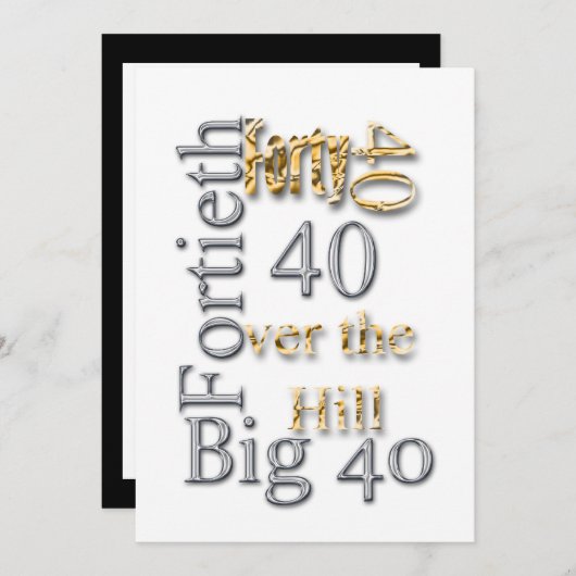 40e Gold Silver-feestje Kaart (Voorkant / Achterkant)