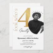 40e Gold-uitnodiging met foto Kaart (Voorkant / Achterkant)