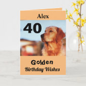 40e Golden Birthday Schattige Retriever Kaart (Gele Bloem)