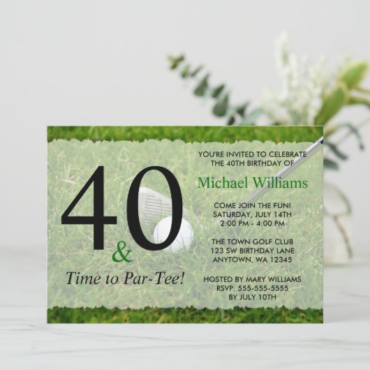 40e Golf Birthday Party Kaart (Staand voorkant)