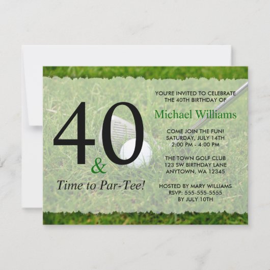40e Golf Birthday Party Kaart (Voorkant)
