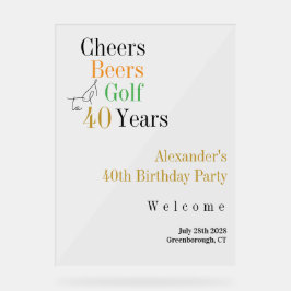 40e Golf Cheers Beers Verjaardagsfeest Welkom Acryl Bord