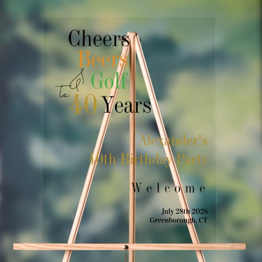 40e Golf Cheers Beers Verjaardagsfeest Welkom Acryl Bord (Neutraal)