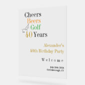 40e Golf Cheers Beers Verjaardagsfeest Welkom Acryl Bord (Hoek)