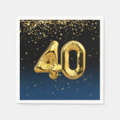 40e gouden ballonnen en Confetti Napkins Servet (Voorkant)