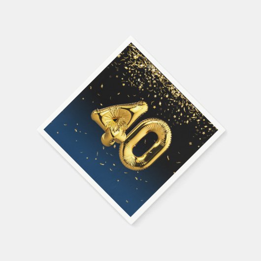 40e gouden ballonnen en Confetti Napkins Servet (Hoek)