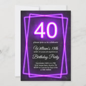 40e Grappige Veertig Neon Lichten Retro Zwart Verj Kaart (Voorkant)