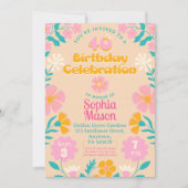 40e Groovy Retro 70s Boho Flora Verjaardag Kaart (Voorkant)