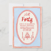 40e Hand Geschreven Getrokken Taart Eigenzinnige F Kaart (Voorkant)