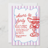 40e Hand getrokken Kleurrijke Champagne Glas Verja Kaart (Voorkant)