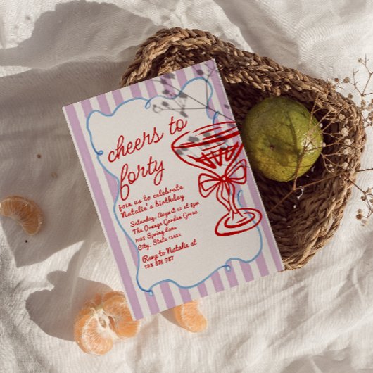 40e Hand getrokken Kleurrijke Champagne Glas Verja Kaart