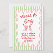 40e Hand Getrokken Kleurrijke Strepen Veertig Verj Kaart (Voorkant)