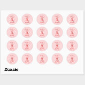 40e Hand Getrokken Roze Bow Champagne Glas Verjaar Ronde Sticker (Vel)
