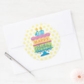 40e Happy Birthday Cake Yellow Stippen Ronde Sticker (Envelop)