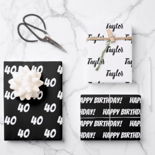 40e Happy Birthday Custom Wrapping Paper