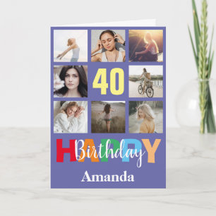 40e Happy Birthday Foto Collage Modern Kaart