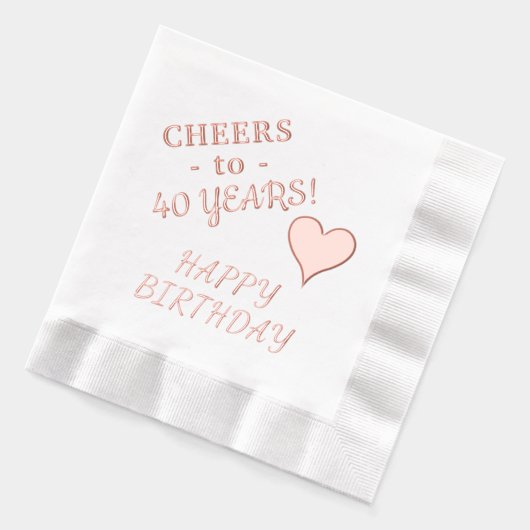 40e Happy Birthday Hartnaam Elke Leeftijd Folie Servetten (Links)