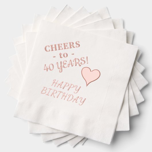 40e Happy Birthday Hartnaam Elke Leeftijd Folie Servetten (Insitu (Gestapeld))