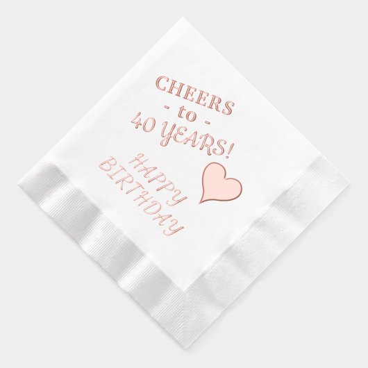 40e Happy Birthday Hartnaam Elke Leeftijd Folie Servetten (Rechts)
