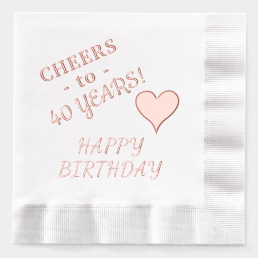 40e Happy Birthday Hartnaam Elke Leeftijd Folie Servetten (Voorkant)