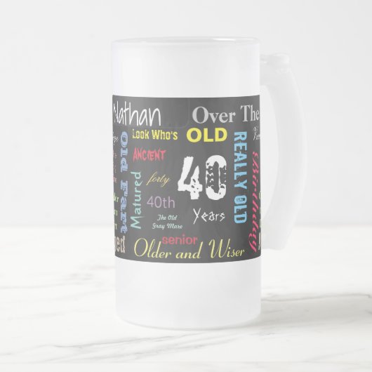 40e Happy Birthday in een graffiti-stijl Matglas Bierpul (Voorkant rechts)