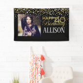 40e Happy Birthday-ontwerp met gouden confetti Spandoek (Insitu)