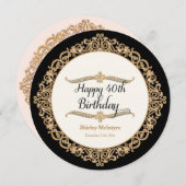 40e Happy Birthday Party Celebration Round Invite Kaart (Voorkant / Achterkant)