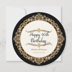 40e Happy Birthday Party Celebration Round Invite Kaart