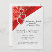 40e, helder rood glitter-Jubileum  Kaart (Voorkant)