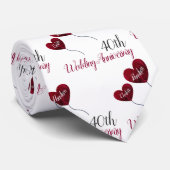 40e herdenkingsdag Ruby rood & wit hart Stropdas (Opgerold)