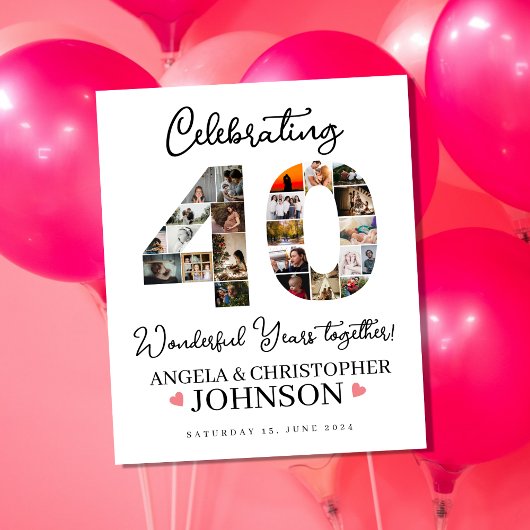 40e Huwelijk Jubileum Foto Collage partij Poster