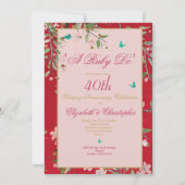 40e huwelijksjubileum Bloemrijk Rood Een Robijn Do Kaart (Achterkant)