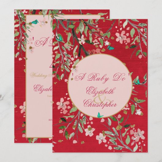 40e huwelijksjubileum Bloemrijk Rood Een Robijn Do Kaart (Voorkant / Achterkant)