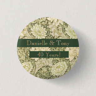40e huwelijksjubileum bloemstuk ronde button 3,2 cm
