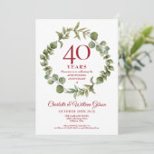 40e huwelijksjubileum Elegante bloemguirlande Kaart (Staand voorkant)