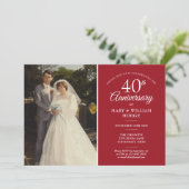 40e Huwelijksjubileum Foto Robijnen Hart Confetti Kaart (Staand voorkant)