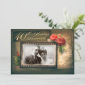 40e huwelijksjubileum foto vintage uitnodigingen (Staand voorkant)