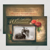 40e huwelijksjubileum foto vintage uitnodigingen (Voorkant / Achterkant)