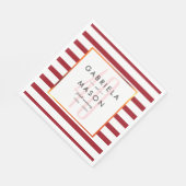 40e huwelijksjubileum Klassieke Robijn Streep Servet (Hoek)