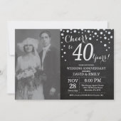 40e huwelijksjubileum krijtbord zwart zilver kaart (Voorkant)