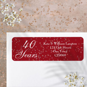 40e Huwelijksjubileum Robijn Stardust Confetti Etiket