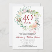 40e huwelijksjubileum Robijn Waterverf Bloemstuk Kaart (Voorkant)