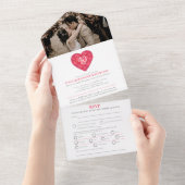 40e huwelijksjubileum robijnen bruiloft rode hart  all in one uitnodiging (Afscheurbaar)