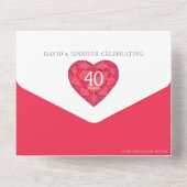 40e huwelijksjubileum robijnen bruiloft rode hart  all in one uitnodiging (Achterkant)