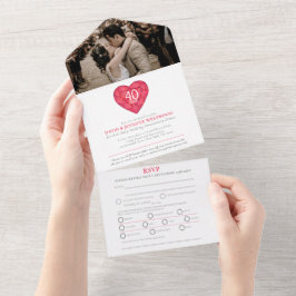 40e huwelijksjubileum robijnen hart RSVP foto All In One Uitnodiging