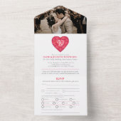 40e huwelijksjubileum robijnen hart RSVP foto All In One Uitnodiging (Binnen)